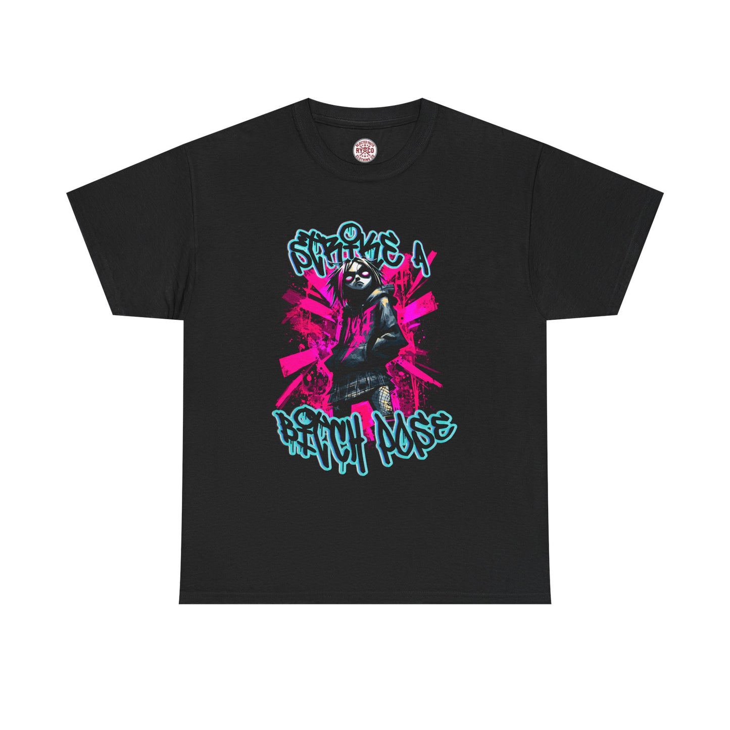 Strike a B***h Pose T-Shirt, Goth Punk Streetwear Graphic Tee, Alternative Grunge Y2K Fashion Shirt